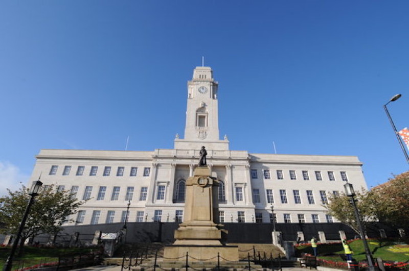 Other image for Town hall lit up blue for NHS